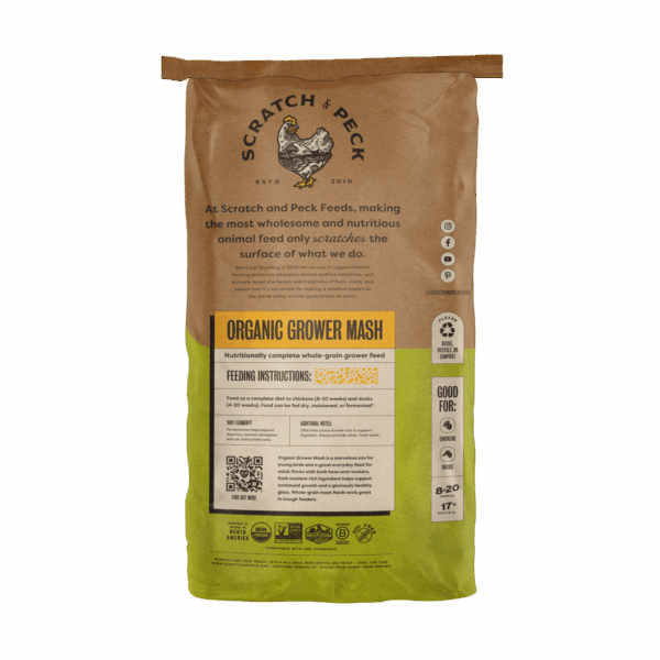 Scratch & Peck Organic 17% Grower Mash 8-20 weeks old (40 lb) - Image 2