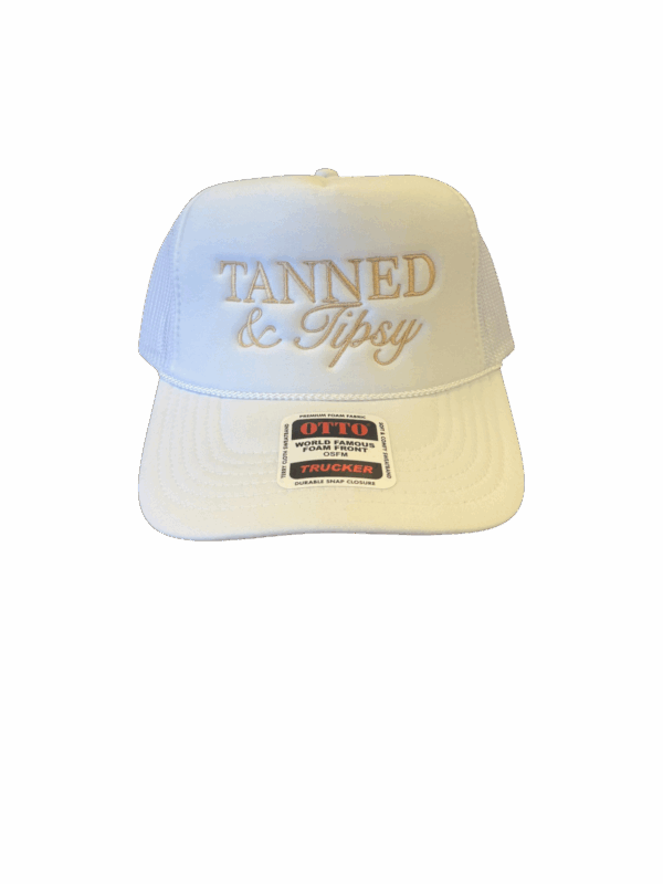 Tanned & Tipsy Trucker Hat - White
