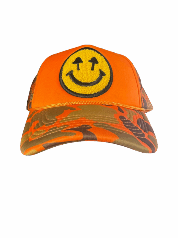 Happy Caps Double Blind Trucker Hat - Orange Camo