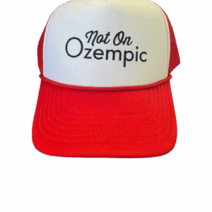 Not On Ozempic Trucker Hat - Rose Red