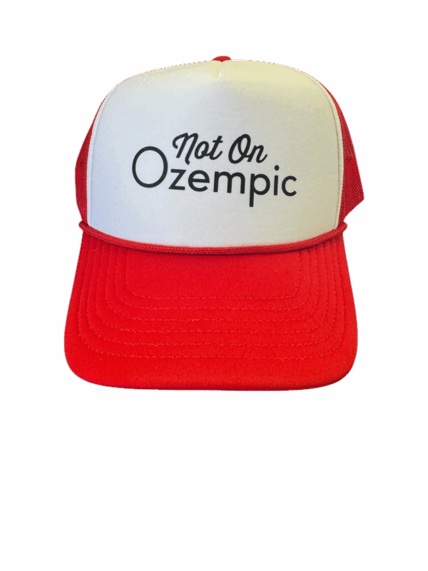 Not On Ozempic Trucker Hat - Rose Red