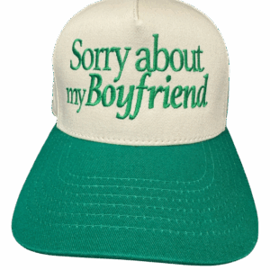 Sorry About My Boyfriend Snapback Hat - White & Green