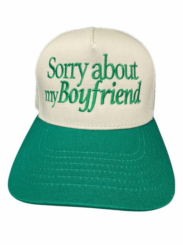 Sorry About My Boyfriend Snapback Hat - White & Green